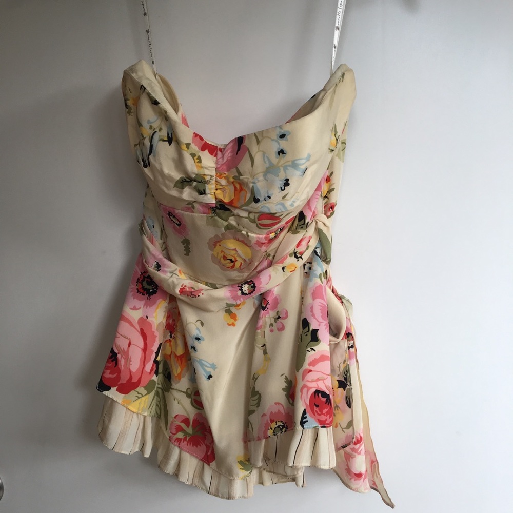 Nanette Lepore floral silk strapless top
